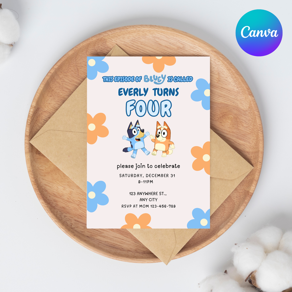 Bluey Editable Birthday Invitation | Kids Birthday Invitation | 5x7” | Party Invite | Instant Download
