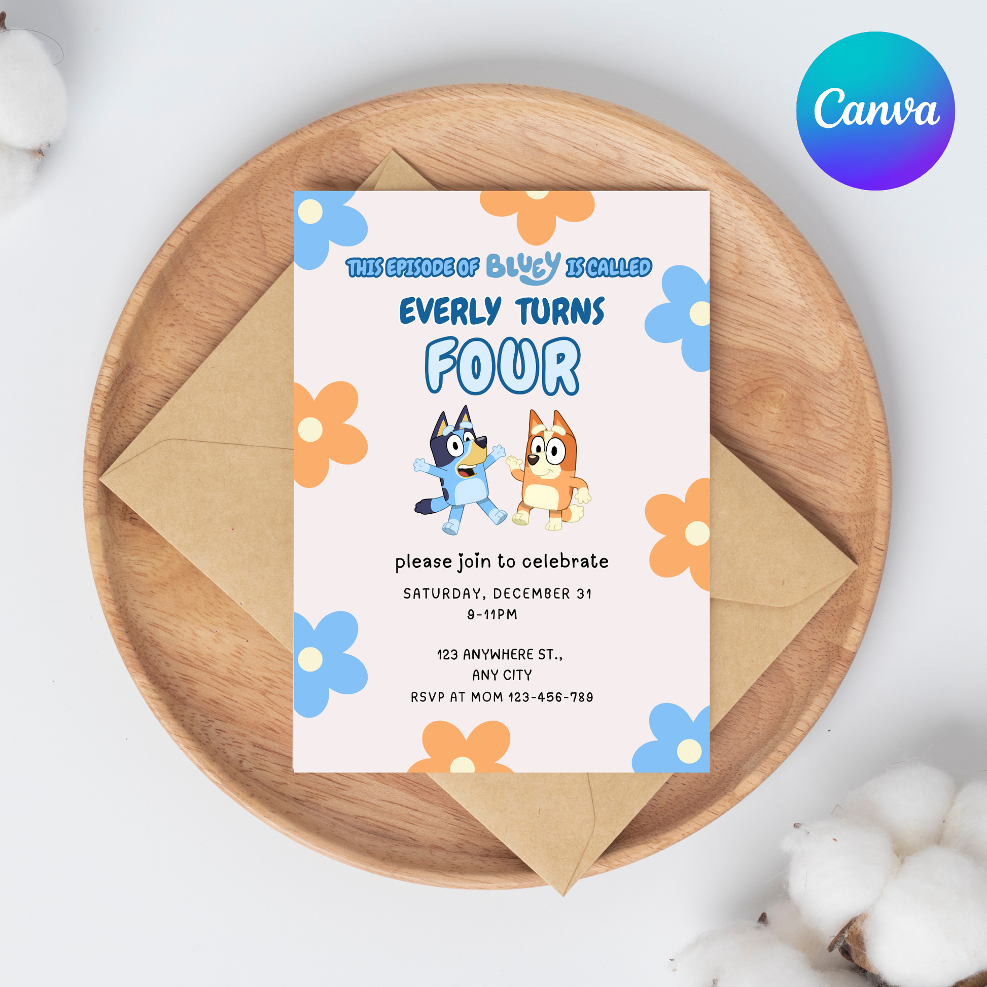 Bluey Editable Birthday Invitation | Kids Birthday Invitation | 5x7” | Party Invite | Instant Download