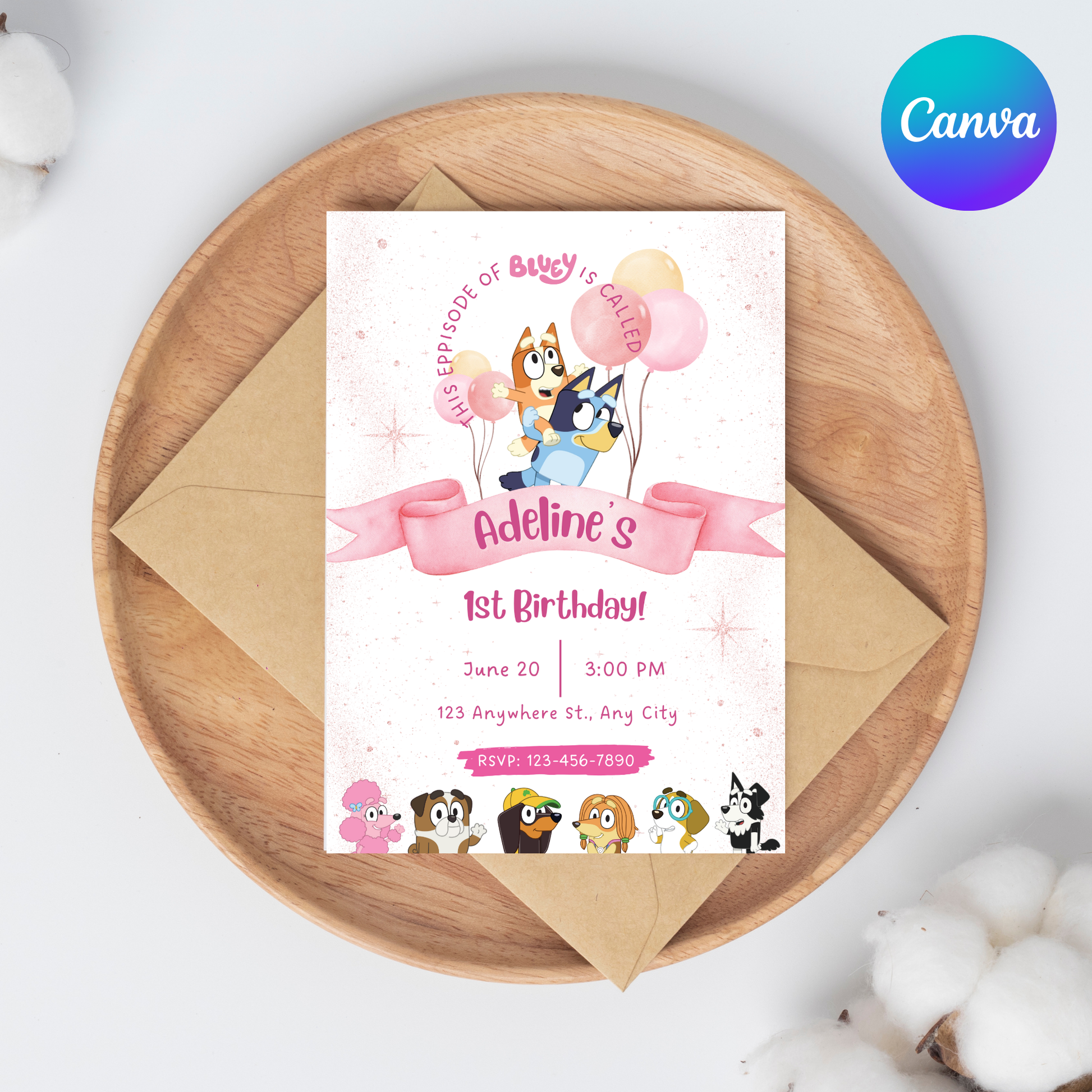Editable Bluey Birthday Invitation | Bluey Themed Kids Birthday Invite | Bluey Dog Invitation | Boys Girls Instant Download