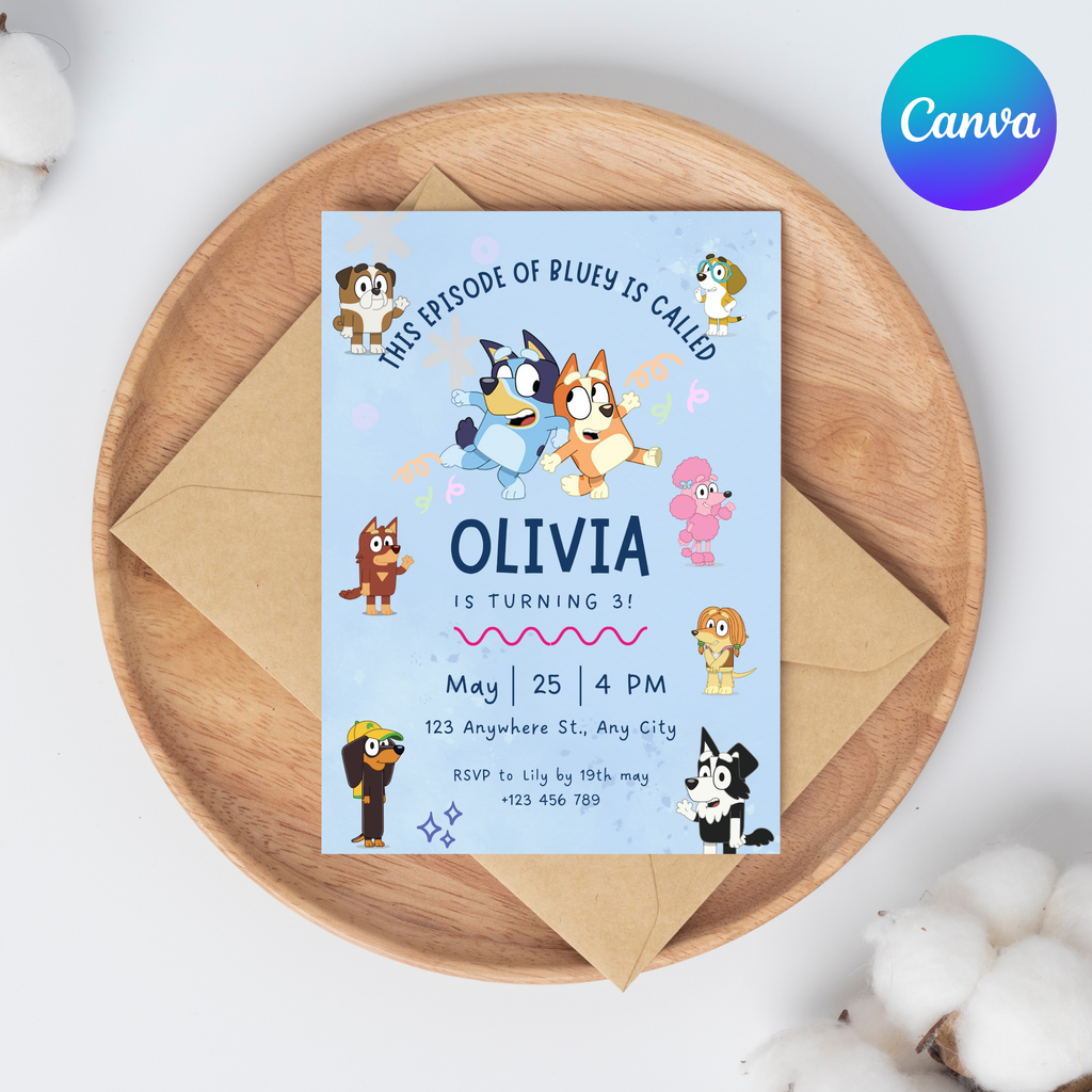 Bluey Editable Birthday Invitation | Bluey Digital Invite | 5x7” | Party Invite | Instant Download