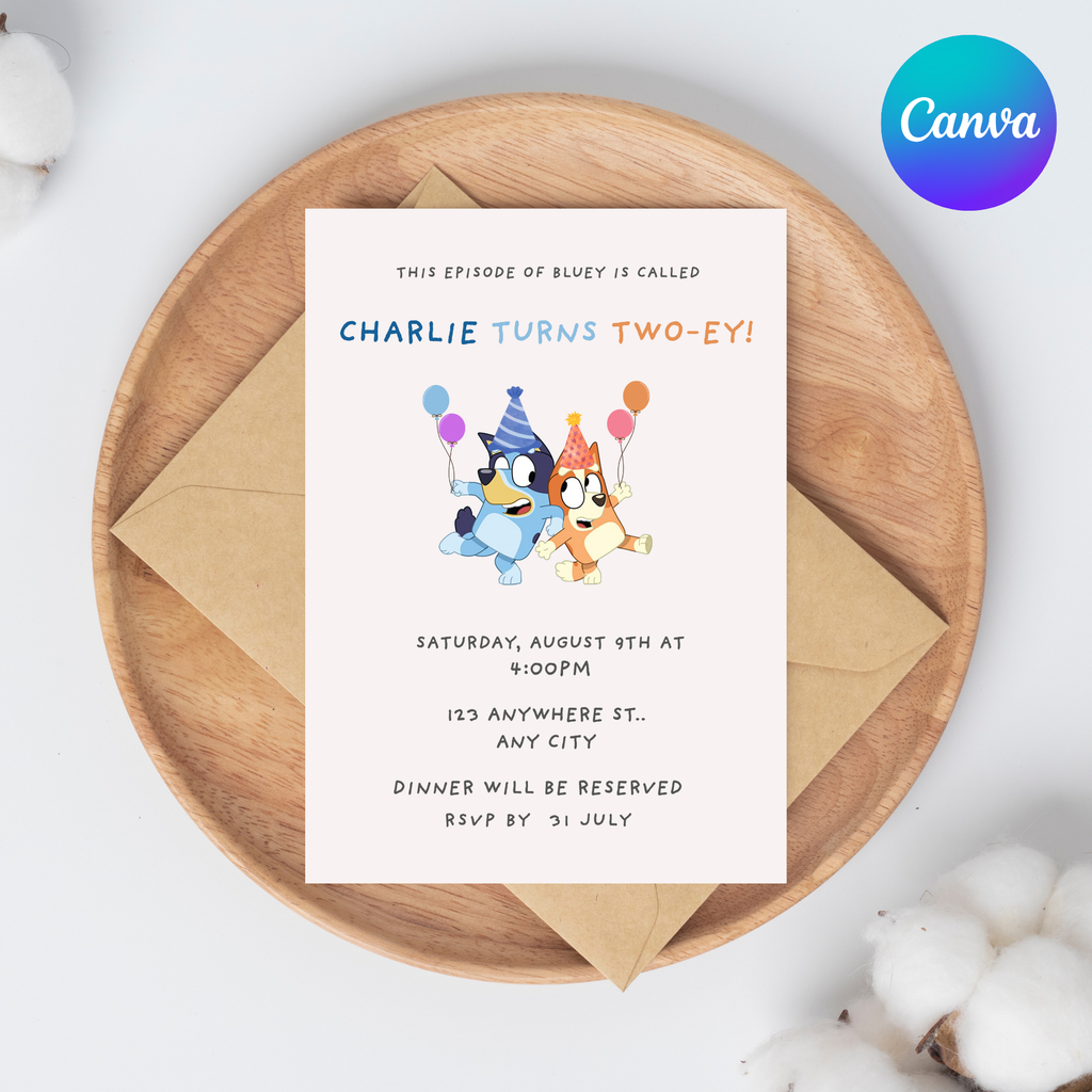 Editable Bluey Birthday Invitation Template | 5x7" | Invite Canva Template | Bluey Birthday