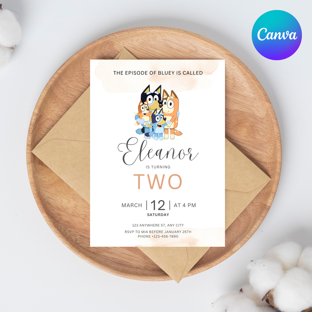 Bluey Birthday Invitation – Easy Editable Digital Template | 5x7” | Party Invite | Instant Download