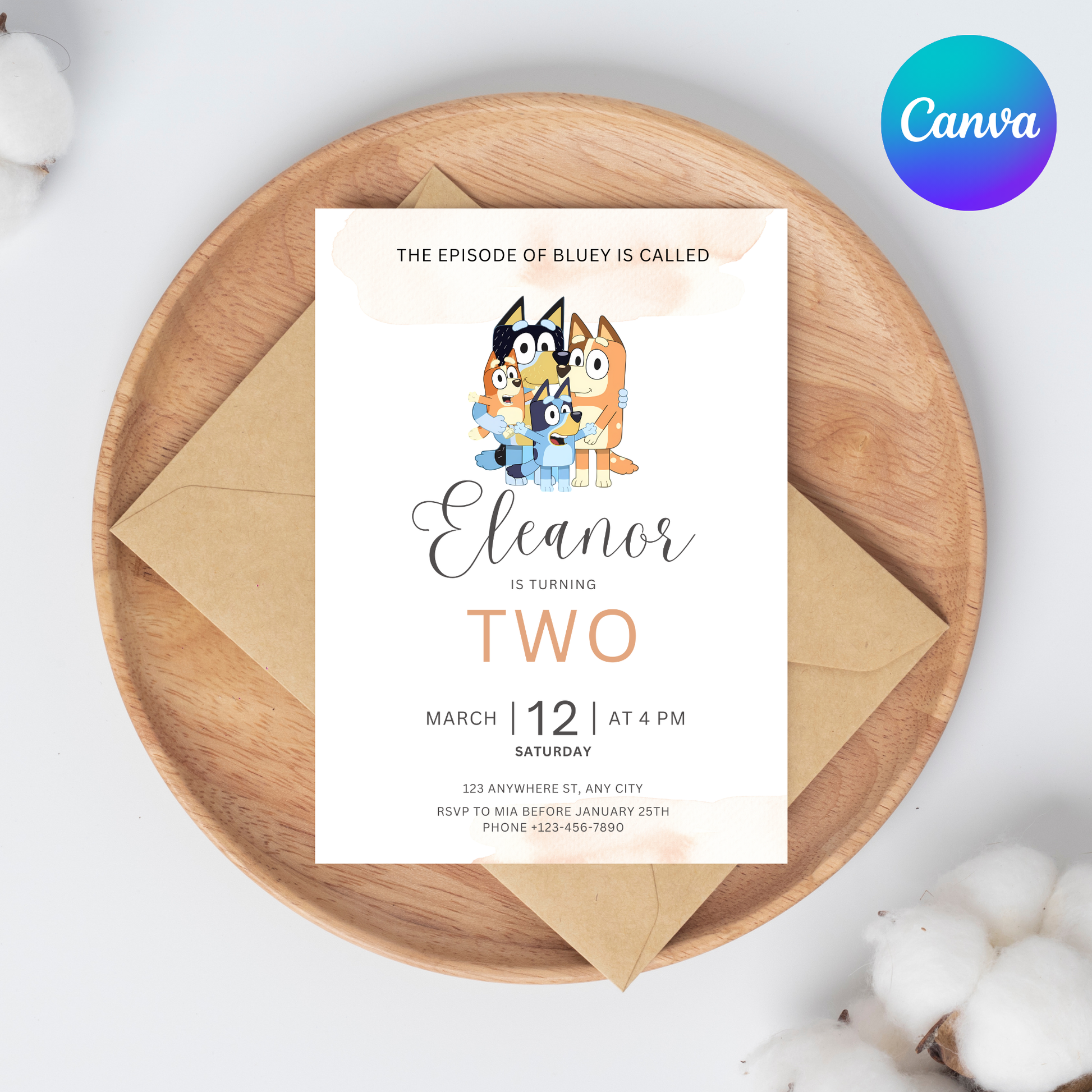 Bluey Birthday Invitation – Easy Editable Digital Template | 5x7” | Party Invite | Instant Download