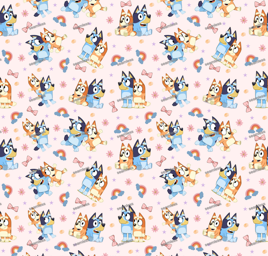 Bluey bow Seamless Pattern, Blue Repeating Pattern | Digital File | Fabric Sublimation