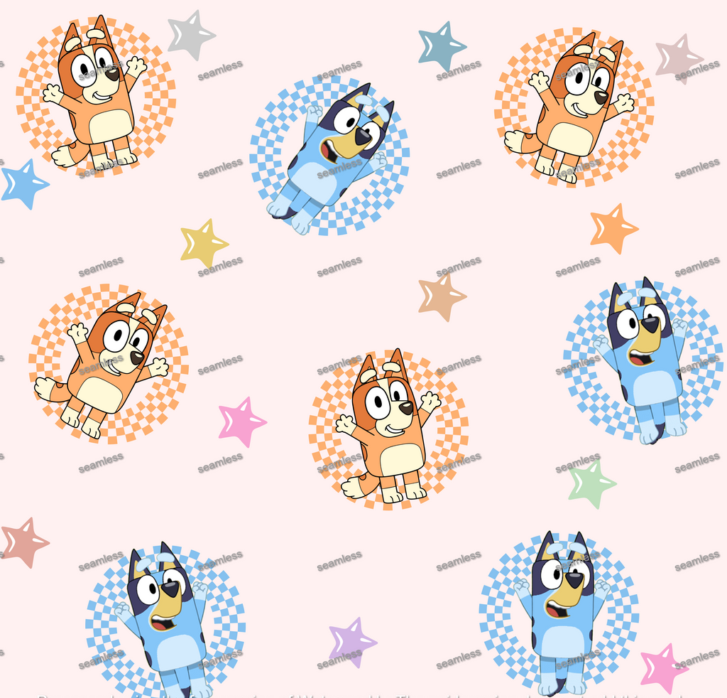 Bluey Round Checkered Seamless Pattern, Blue Repeating Pattern | Digital File | Fabric Sublimation