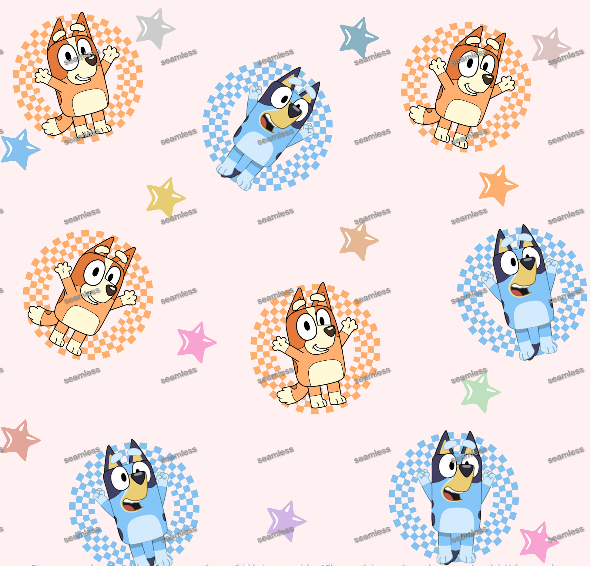 Bluey Round Checkered Seamless Pattern, Blue Repeating Pattern | Digital File | Fabric Sublimation