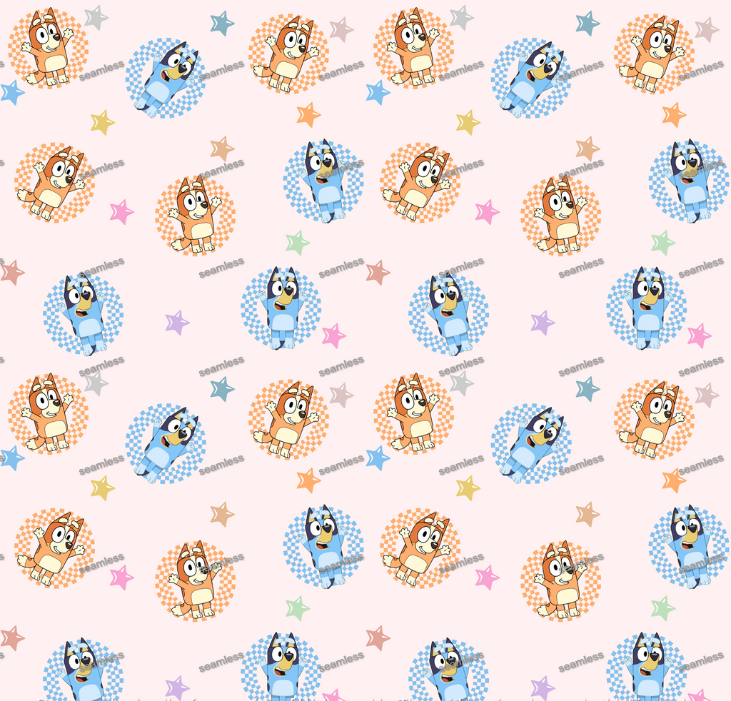 Bluey Round Checkered Seamless Pattern, Blue Repeating Pattern | Digital File | Fabric Sublimation