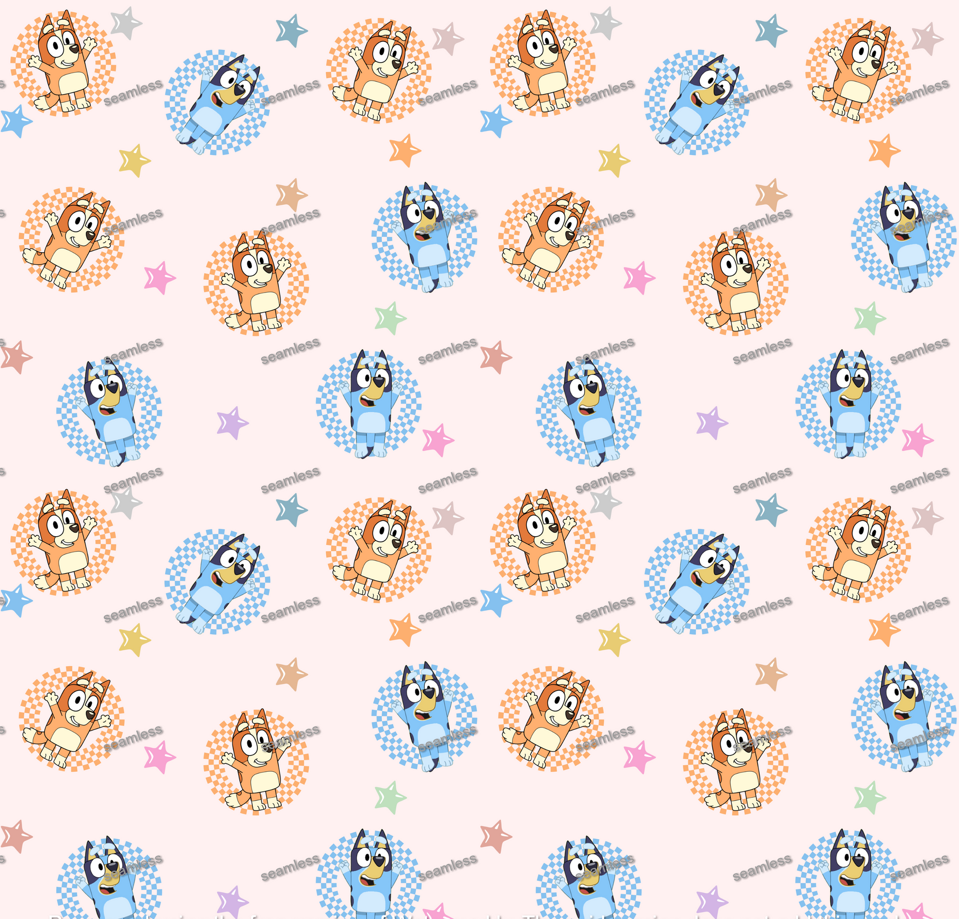 Bluey Round Checkered Seamless Pattern, Blue Repeating Pattern | Digital File | Fabric Sublimation