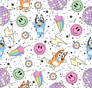 Bluey Smiley Seamless Pattern, Blue Repeating Pattern | Digital File | Fabric Sublimation