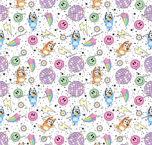 Bluey Smiley Seamless Pattern, Blue Repeating Pattern | Digital File | Fabric Sublimation