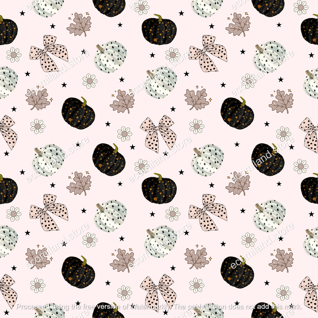 Coquette Pumpkin Seamless | Fall Repeat file | Polka Dot Fall Bows File
