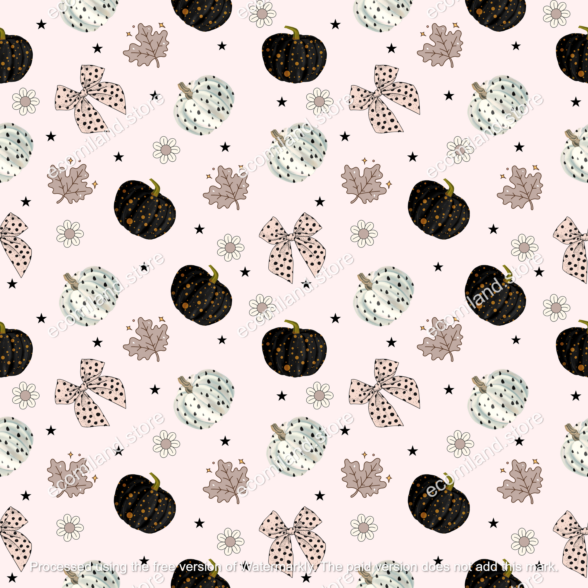 Coquette Pumpkin Seamless | Fall Repeat file | Polka Dot Fall Bows File