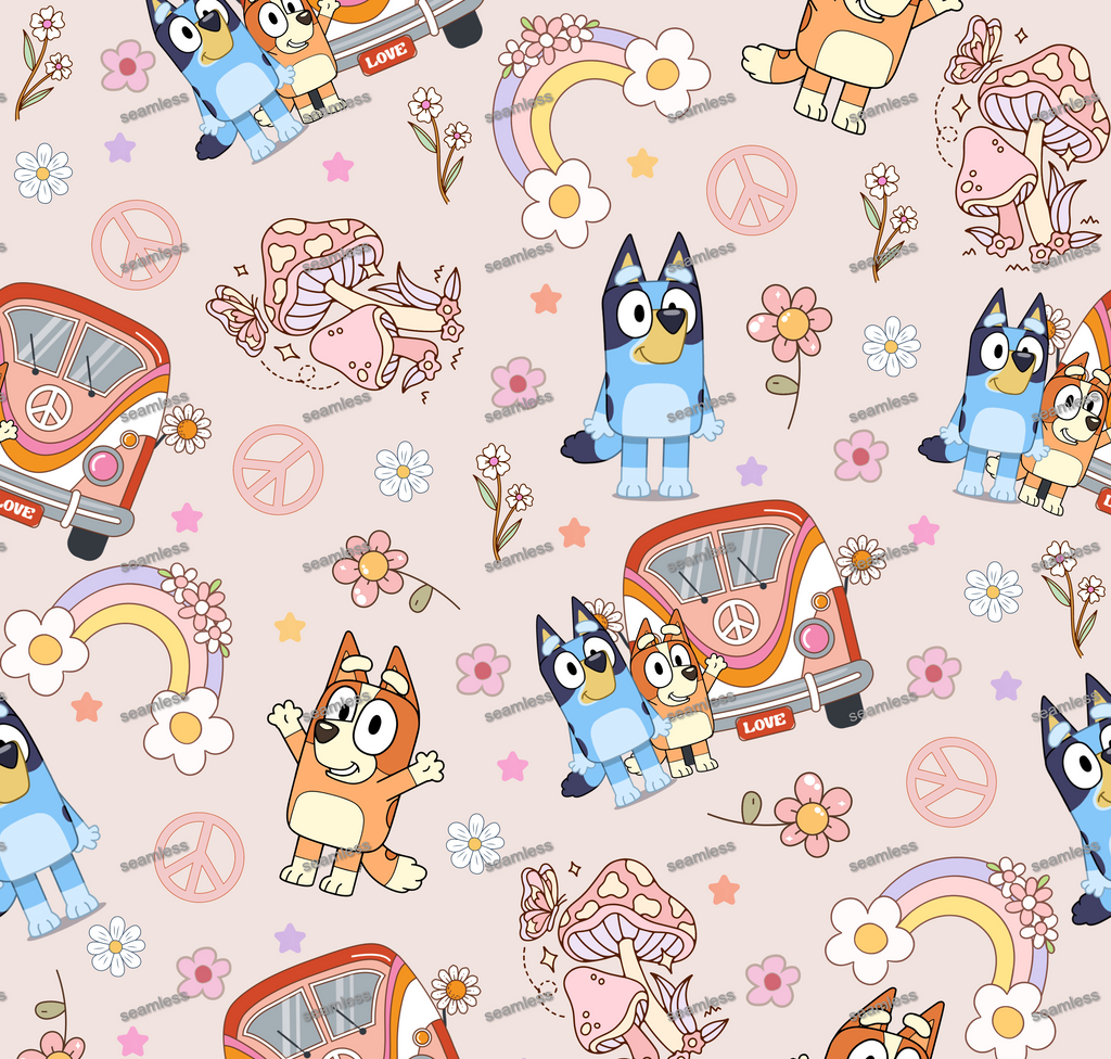 Bluey Car Seamless Pattern, Blue Repeating Pattern | Digital File | Fabric Sublimation
