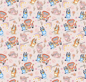 Bluey Car Seamless Pattern, Blue Repeating Pattern | Digital File | Fabric Sublimation