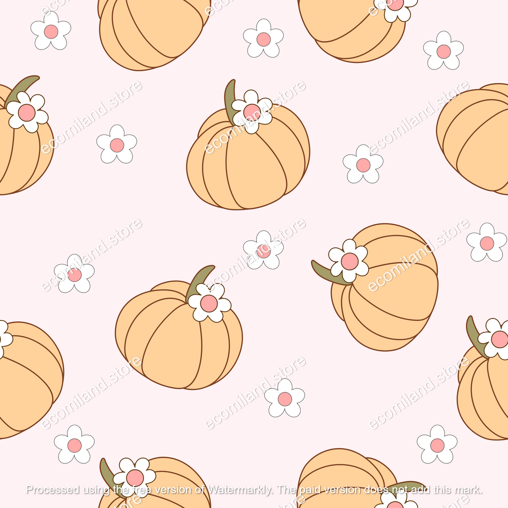 Pumpkin Seamless Pattern | Fall Seamless File | Girly Pumpkin Seamless