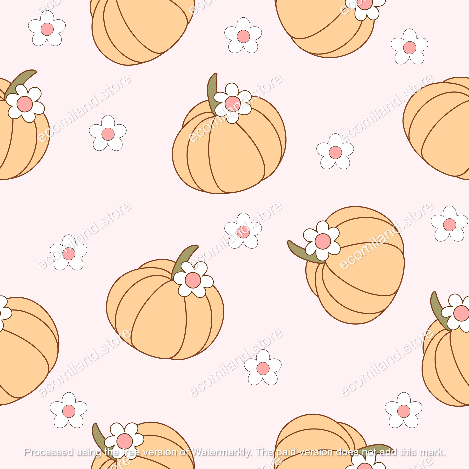 Pumpkin Seamless Pattern | Fall Seamless File | Girly Pumpkin Seamless