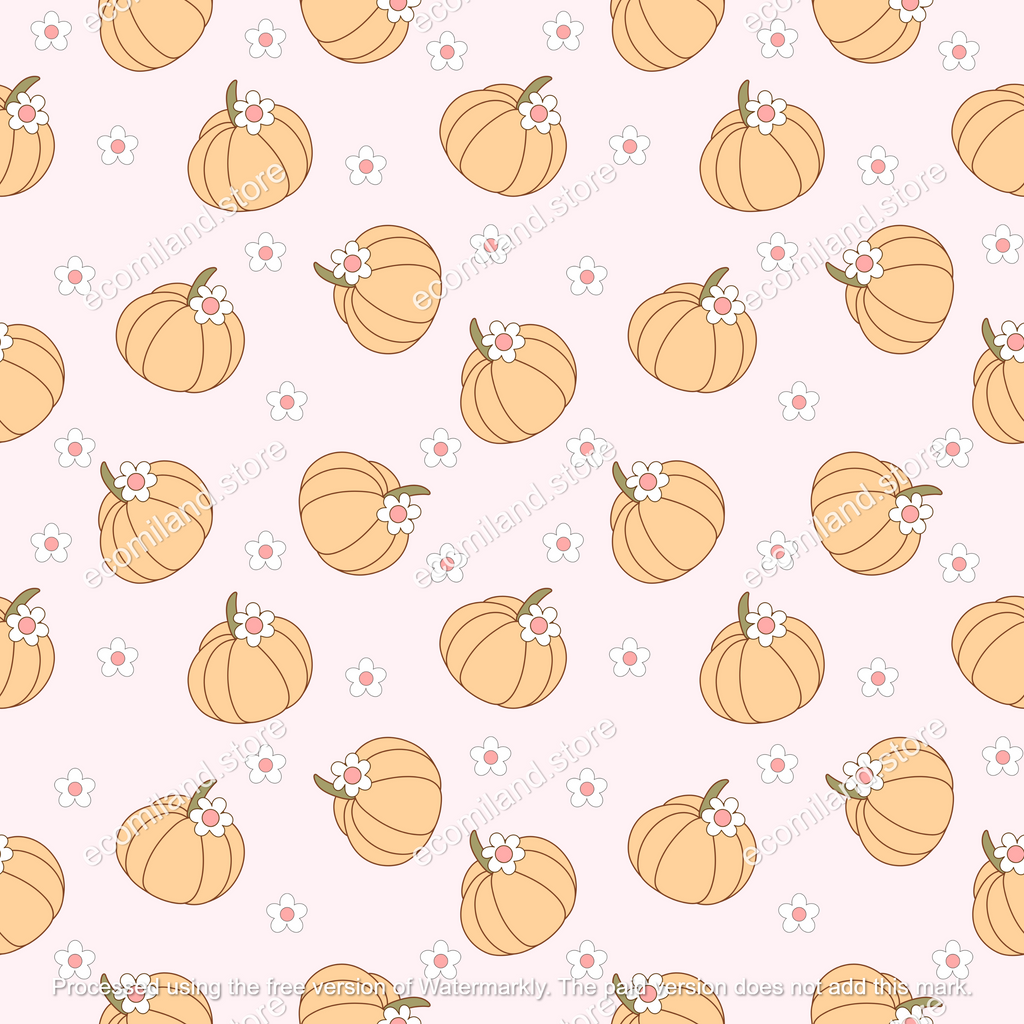 Pumpkin Seamless Pattern | Fall Seamless File | Girly Pumpkin Seamless