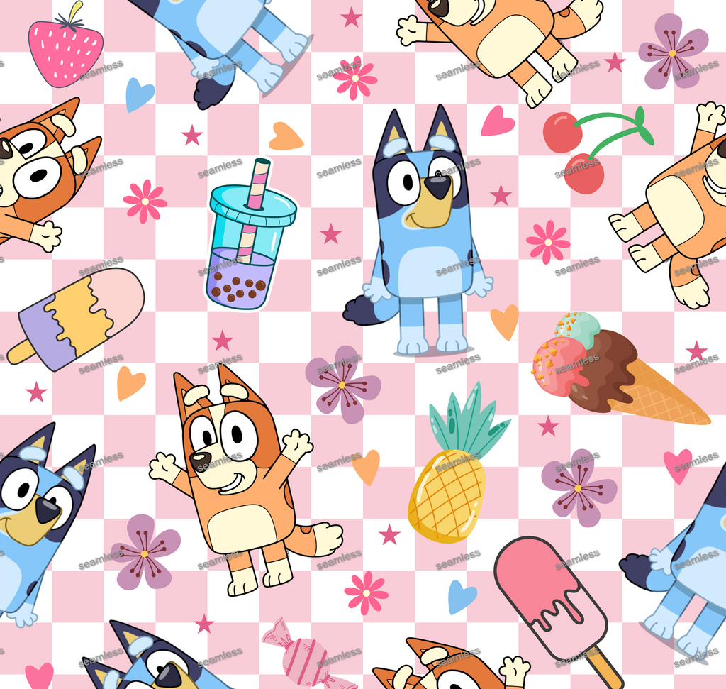 Bluey Ice-Cream Seamless Pattern, Blue Repeating Pattern | Digital File | Fabric Sublimation