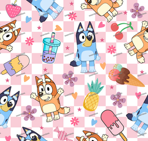 Bluey Ice-Cream Seamless Pattern, Blue Repeating Pattern | Digital File | Fabric Sublimation