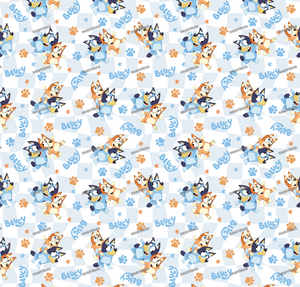 Bluey Paw Seamless Pattern, Blue Repeating Pattern | Digital File | Fabric Sublimation