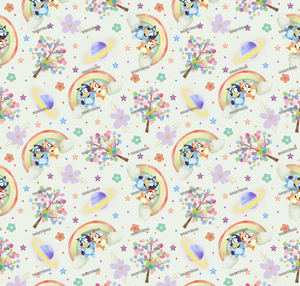 Bluey Rainbow Seamless Pattern, Blue Repeating Pattern | Digital File | Fabric Sublimation