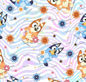 Bluey Wavy Seamless Pattern, Blue Repeating Pattern | Digital File | Fabric Sublimation