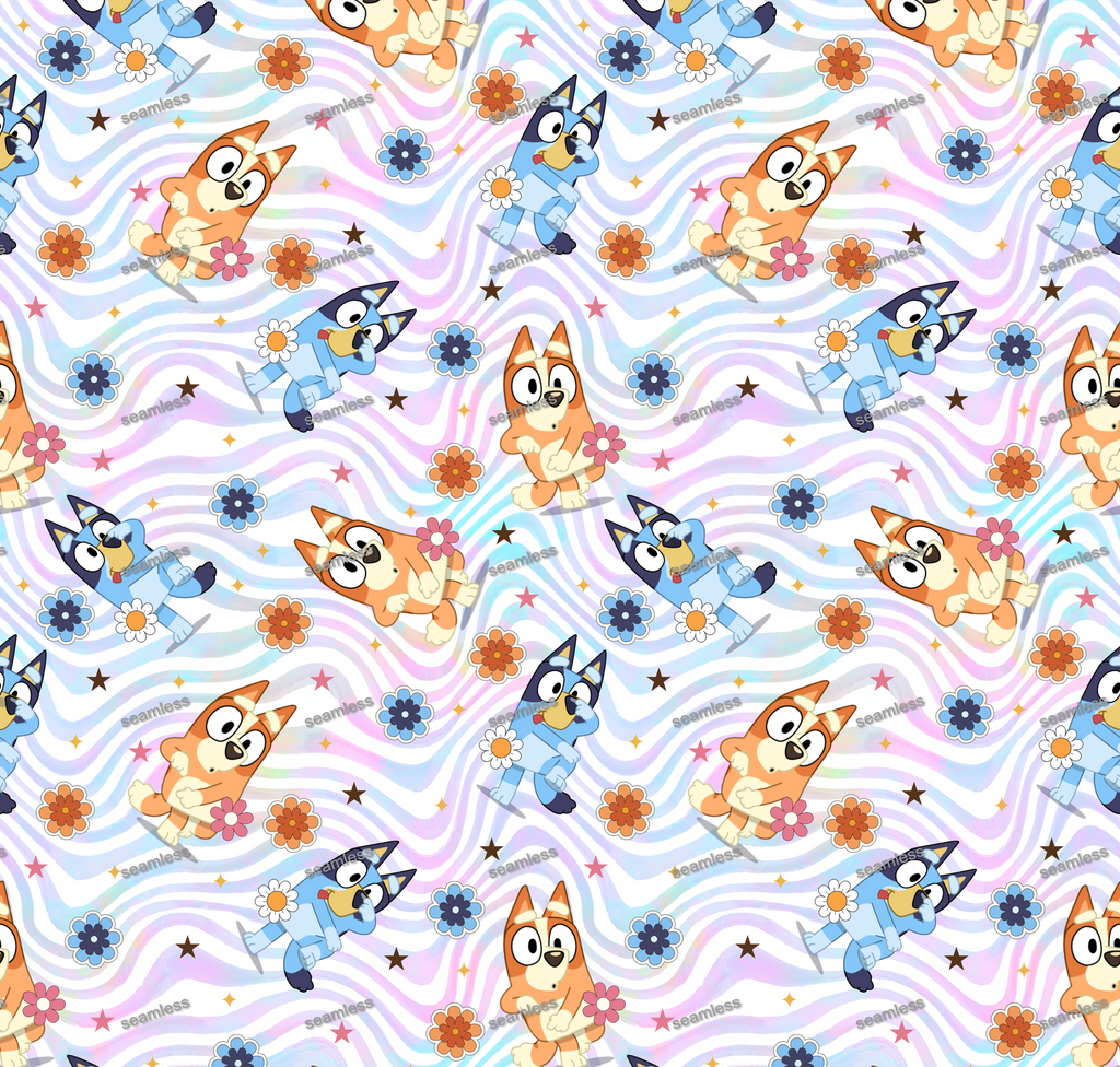 Bluey Wavy Seamless Pattern, Blue Repeating Pattern | Digital File | Fabric Sublimation