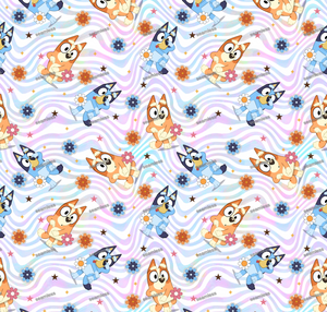 Bluey Wavy Seamless Pattern, Blue Repeating Pattern | Digital File | Fabric Sublimation