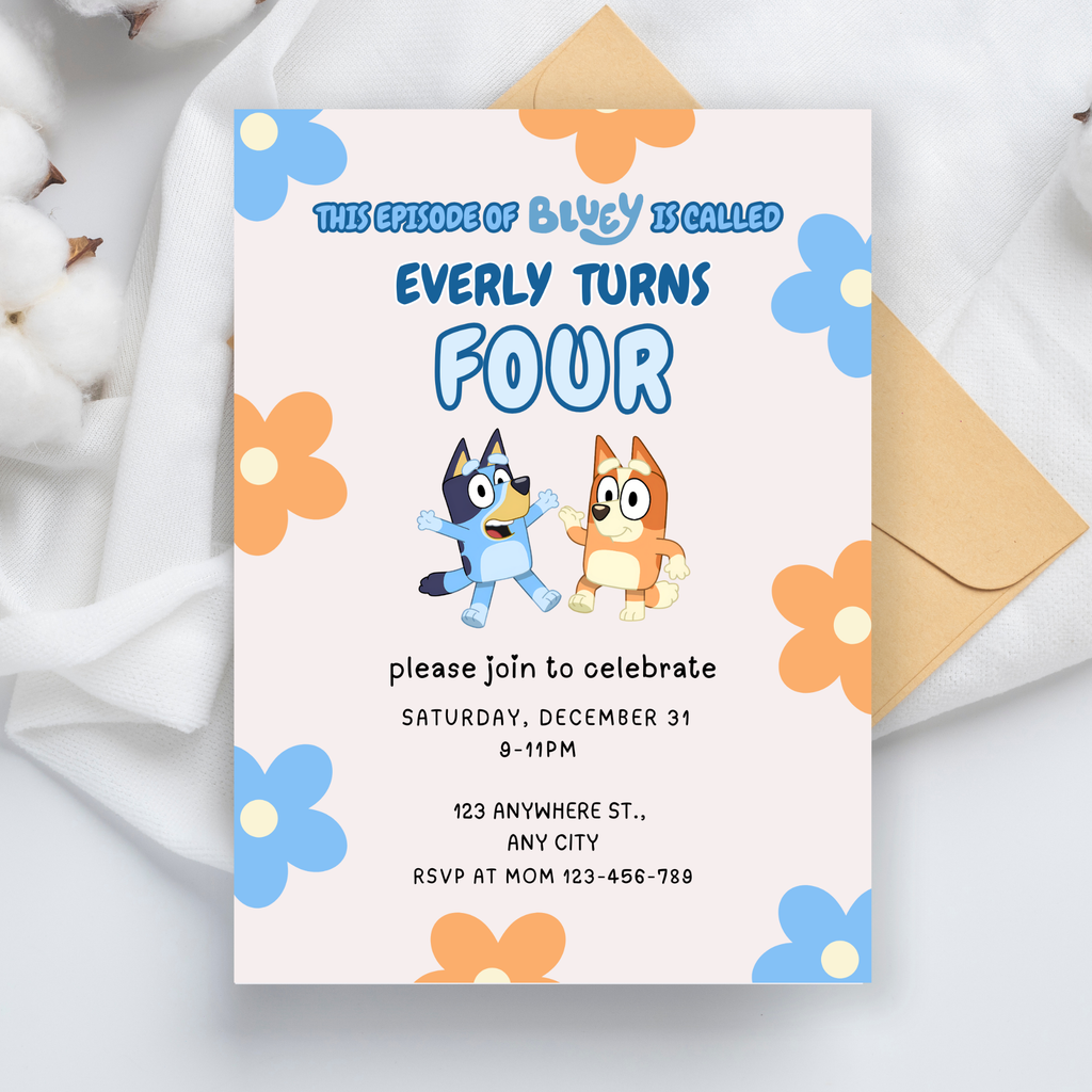 Bluey Editable Birthday Invitation | Kids Birthday Invitation | 5x7” | Party Invite | Instant Download