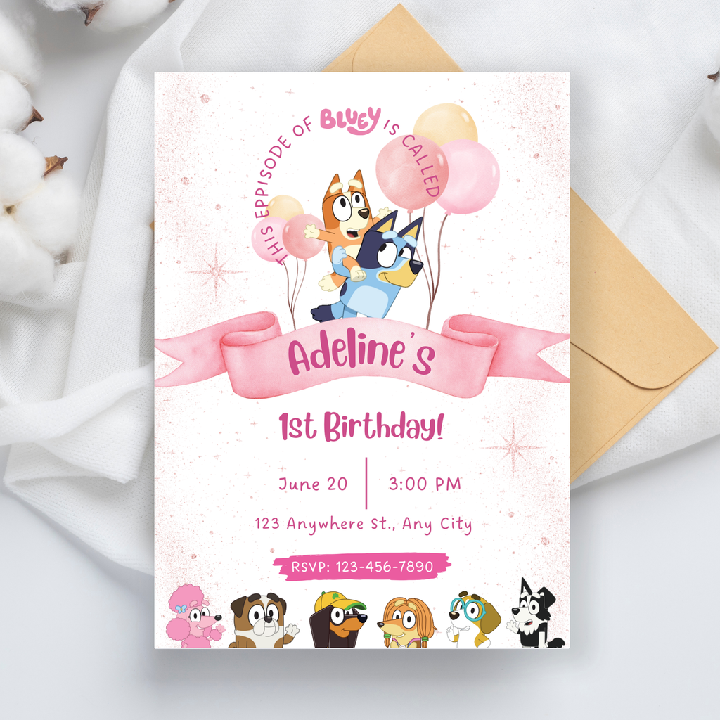 Editable Bluey Birthday Invitation | Bluey Themed Kids Birthday Invite | Bluey Dog Invitation | Boys Girls Instant Download
