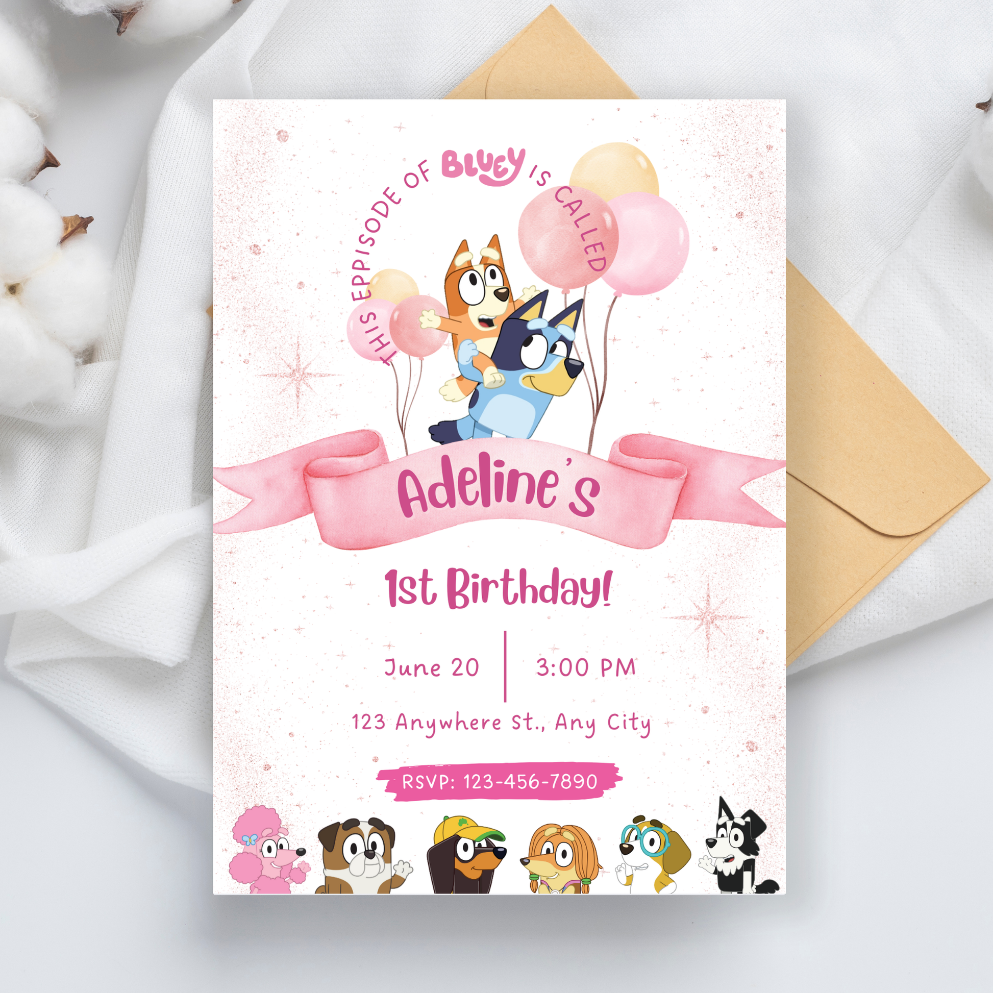 Editable Bluey Birthday Invitation | Bluey Themed Kids Birthday Invite | Bluey Dog Invitation | Boys Girls Instant Download