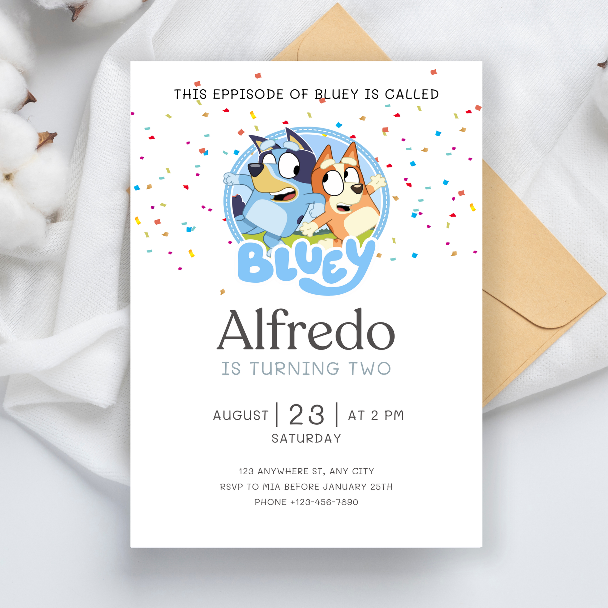 Editable Bluey Birthday Invitation | Boys & Girls Bday Card | Printable Digital Download
