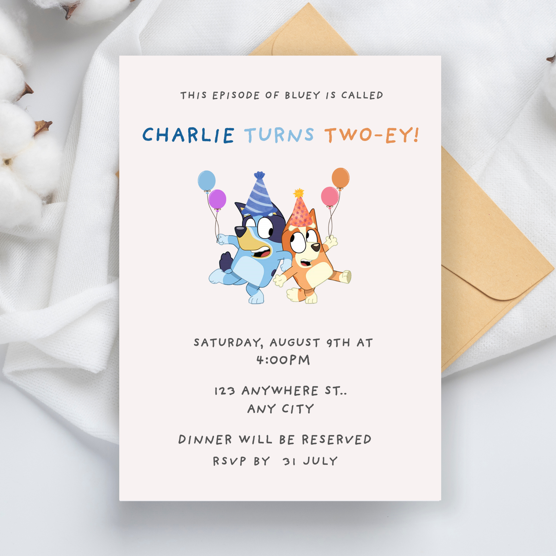 Editable Bluey Birthday Invitation Template | 5x7" | Invite Canva Template | Bluey Birthday