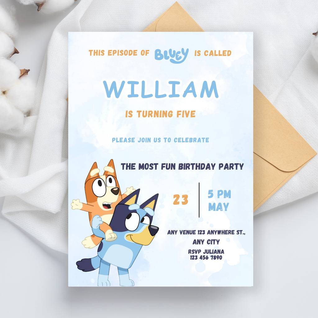 Bluey Party Invites | Bluey Birthday Invitation | Any Age. Editable Canva Template! | Instant Download