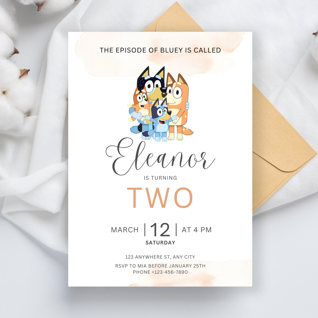 Bluey Birthday Invitation – Easy Editable Digital Template | 5x7” | Party Invite | Instant Download