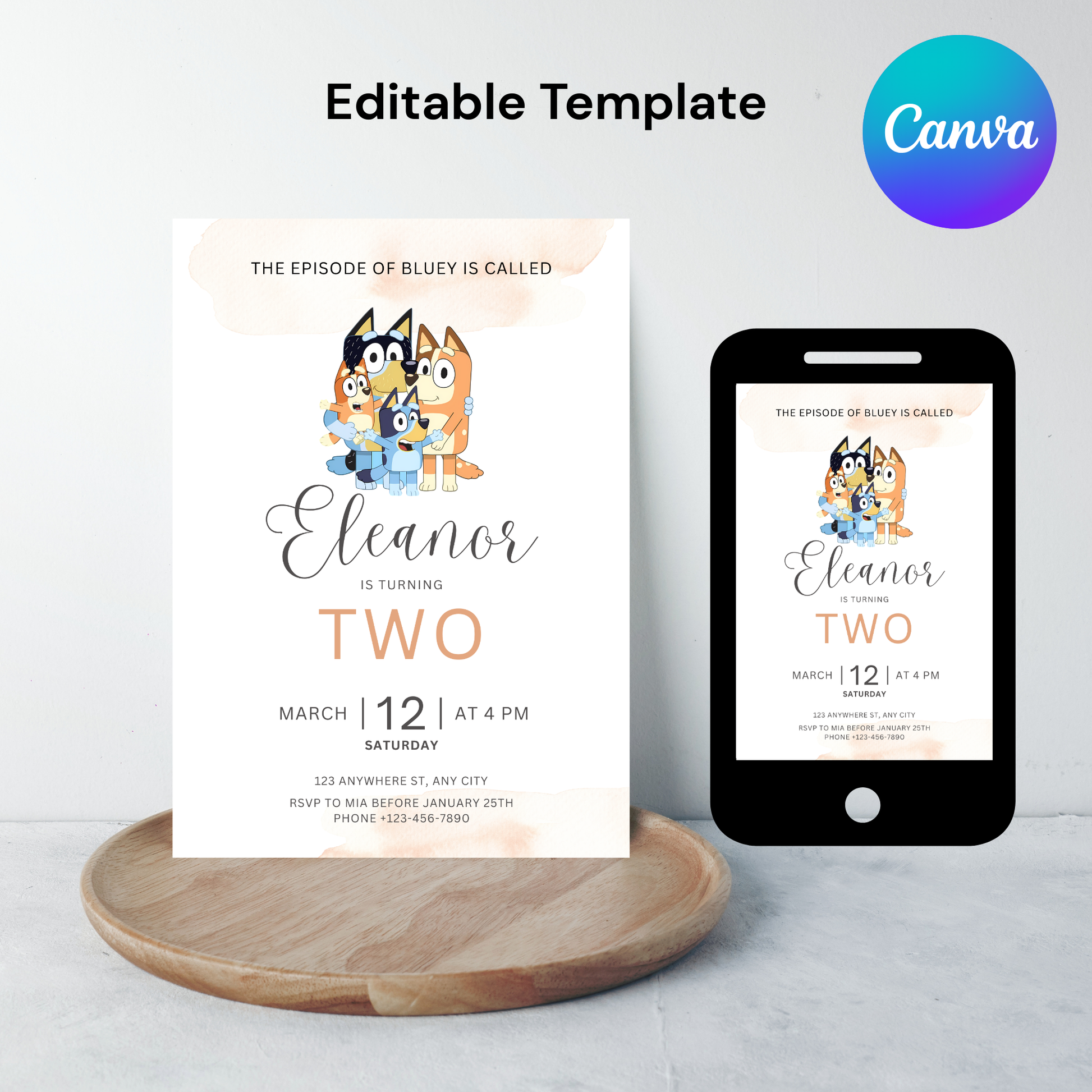 Bluey Birthday Invitation – Easy Editable Digital Template | 5x7” | Party Invite | Instant Download