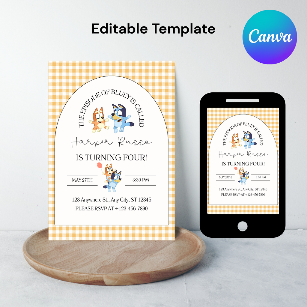 Bluey-Inspired Birthday Party Invitation | Editable Canva Template | 5x7”  | Instant Download