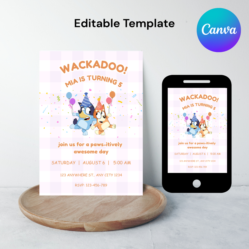 Bluey Editable Birthday Invitation | Editable Digital Template | 5x7” | Party Invite | Instant Download