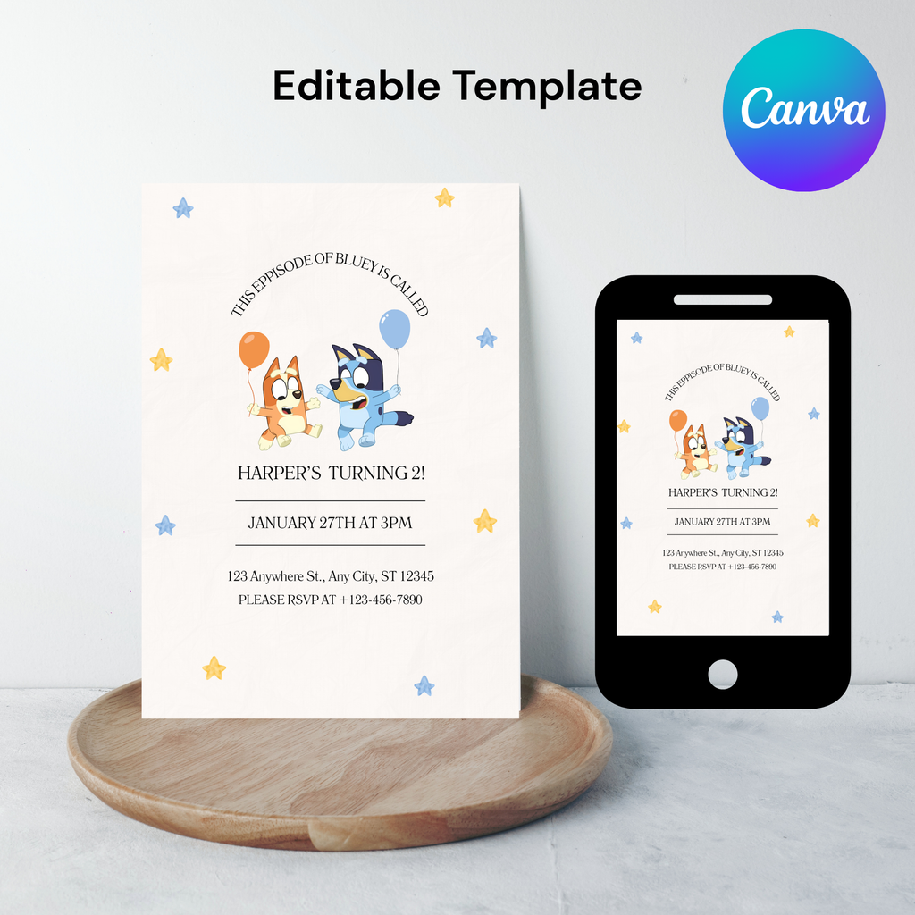 Bluey Birthday Invitation | Birthday Party | Editable Party Invite | 5x7” | Party Invite | Instant Download