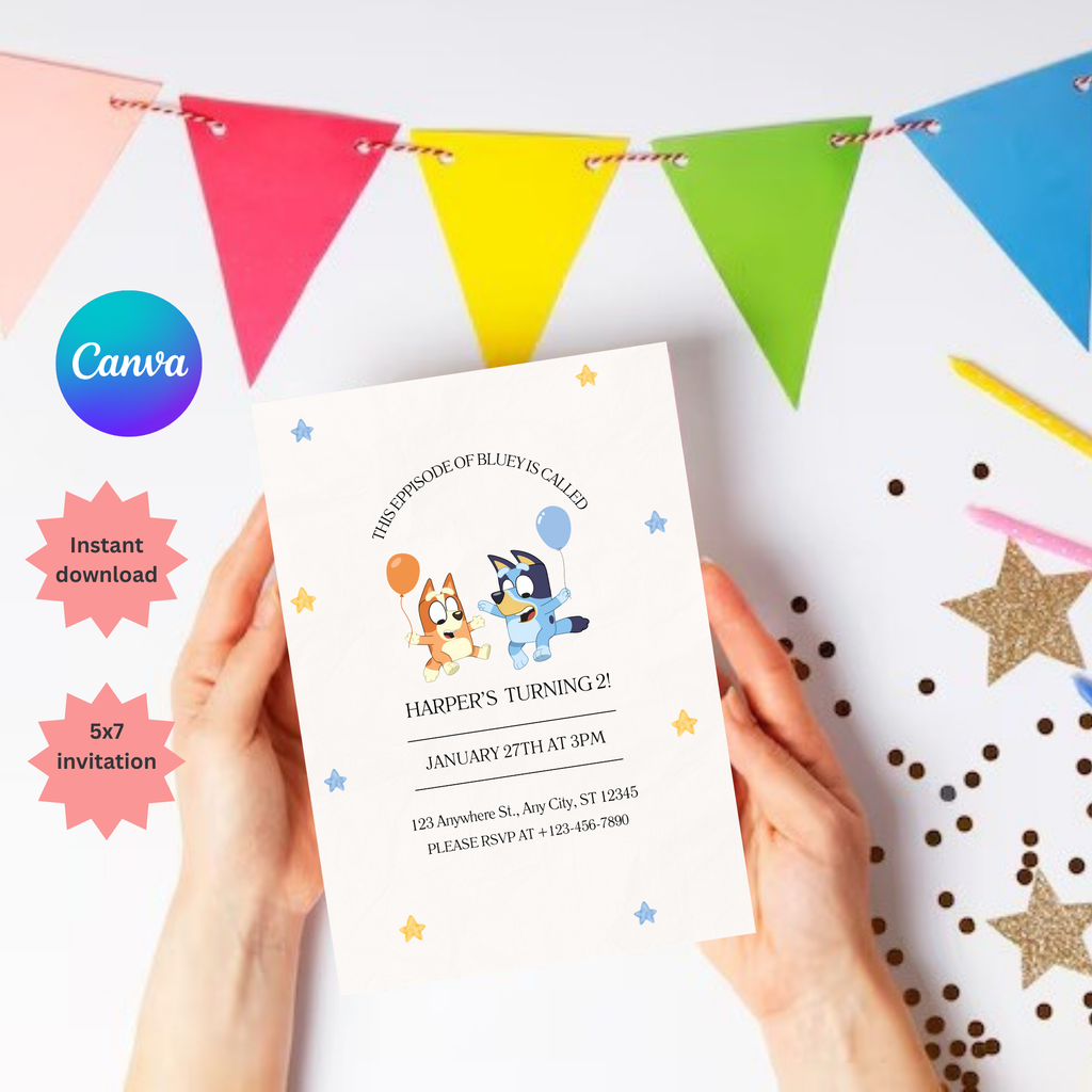 Bluey Birthday Invitation | Birthday Party | Editable Party Invite | 5x7” | Party Invite | Instant Download