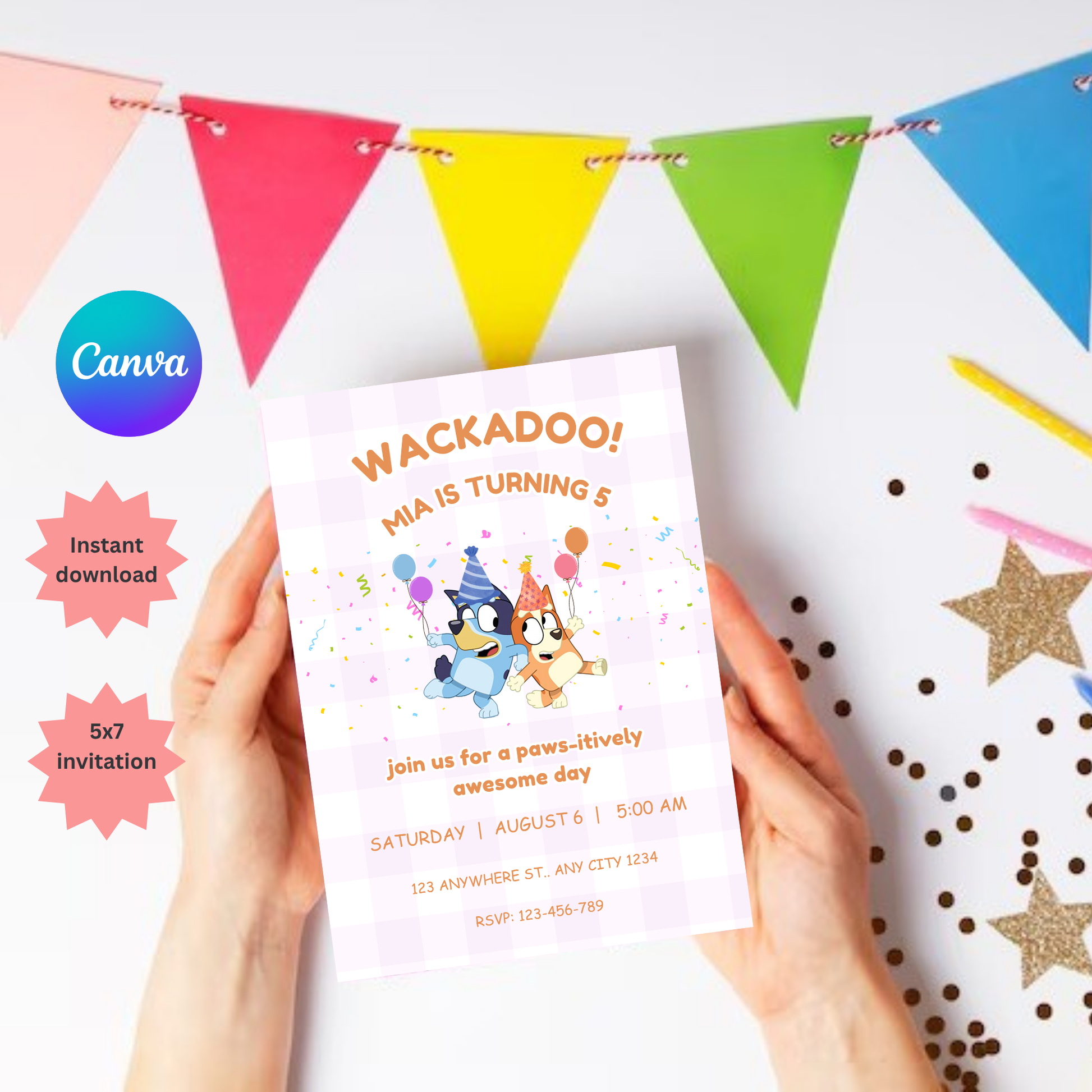 Bluey Editable Birthday Invitation | Editable Digital Template | 5x7” | Party Invite | Instant Download