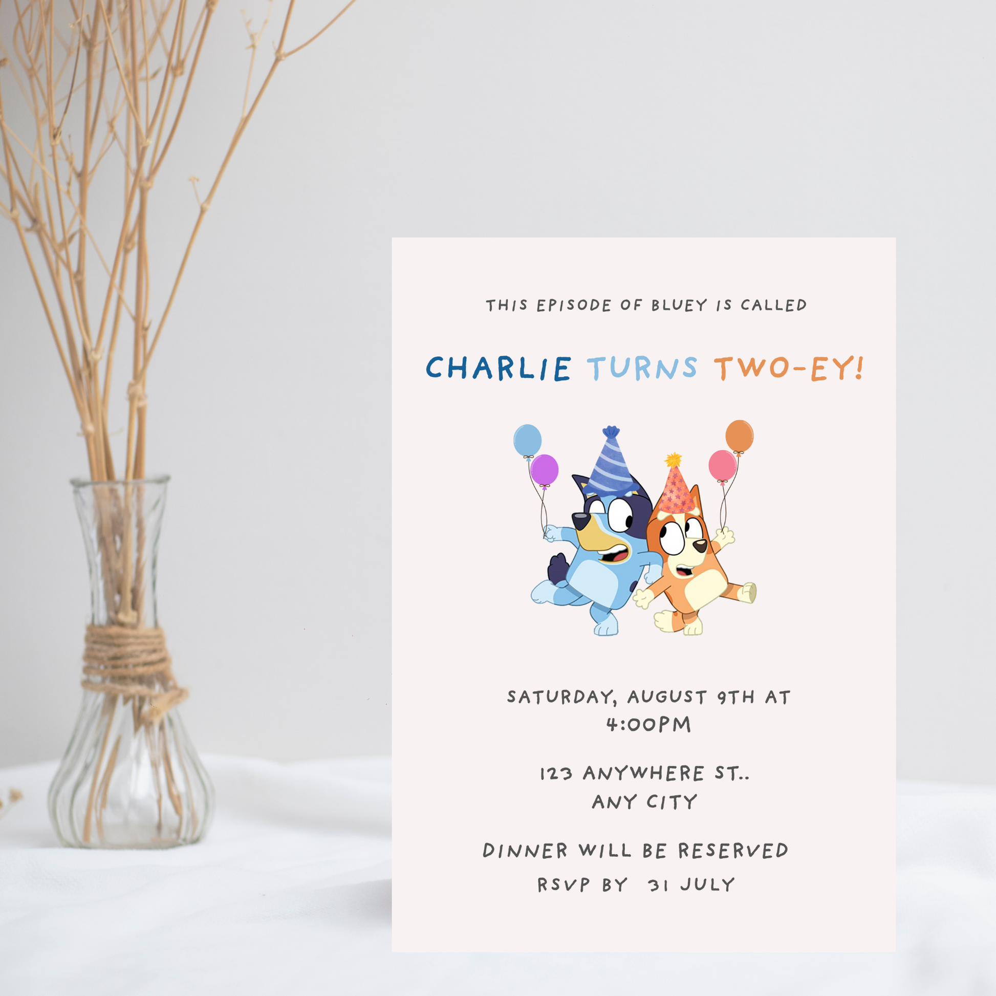 Editable Bluey Birthday Invitation Template | 5x7" | Invite Canva Template | Bluey Birthday
