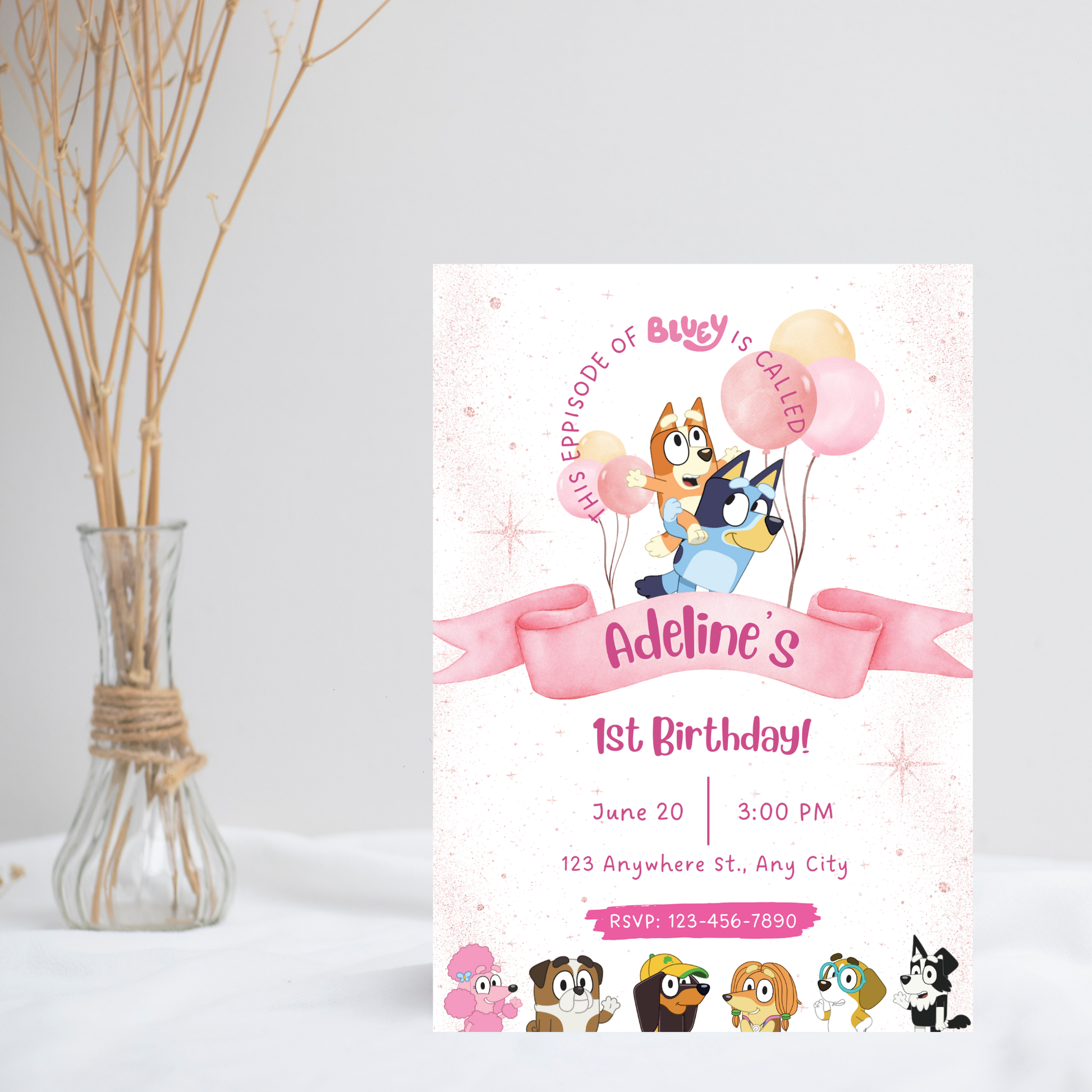 Editable Bluey Birthday Invitation | Bluey Themed Kids Birthday Invite | Bluey Dog Invitation | Boys Girls Instant Download