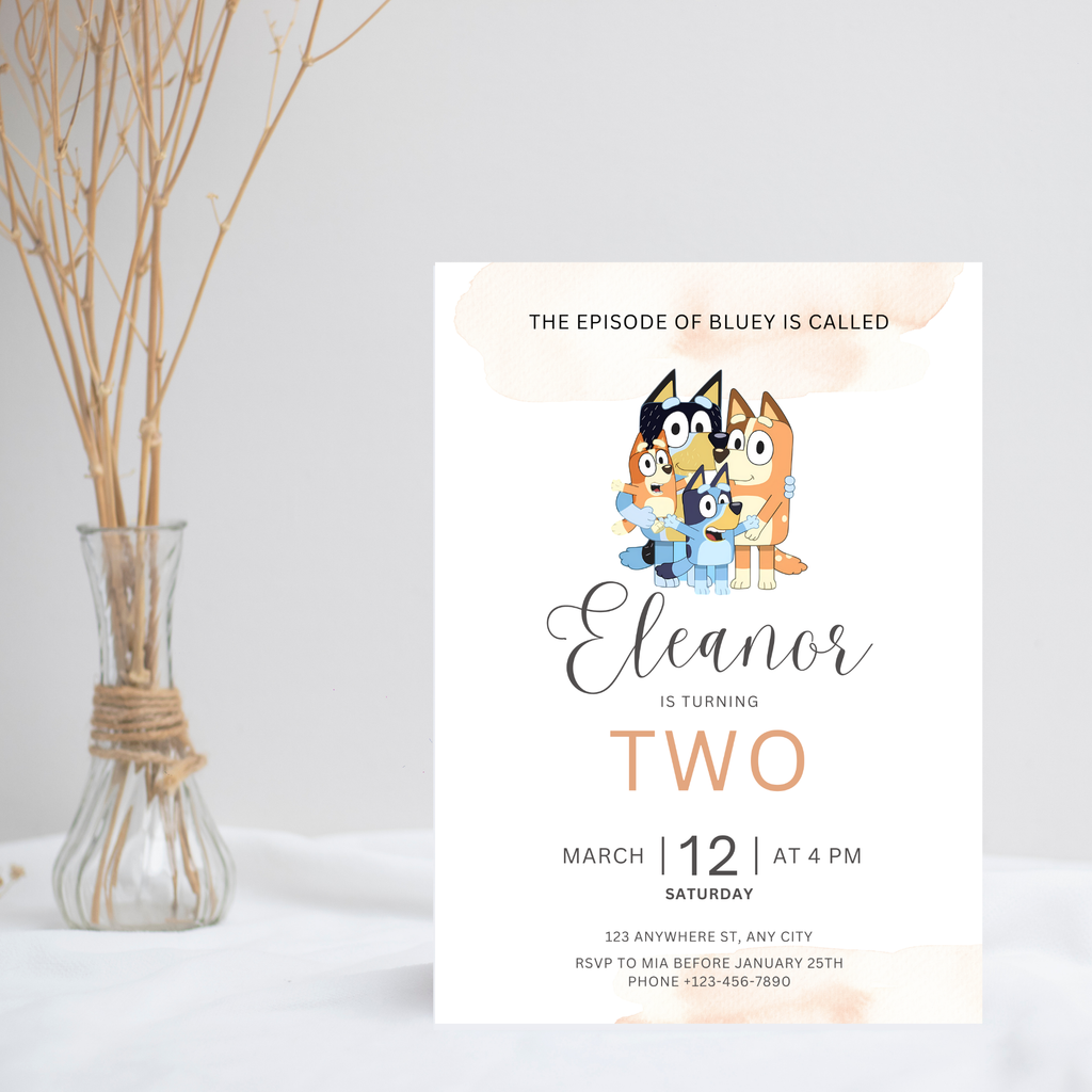 Bluey Birthday Invitation – Easy Editable Digital Template | 5x7” | Party Invite | Instant Download