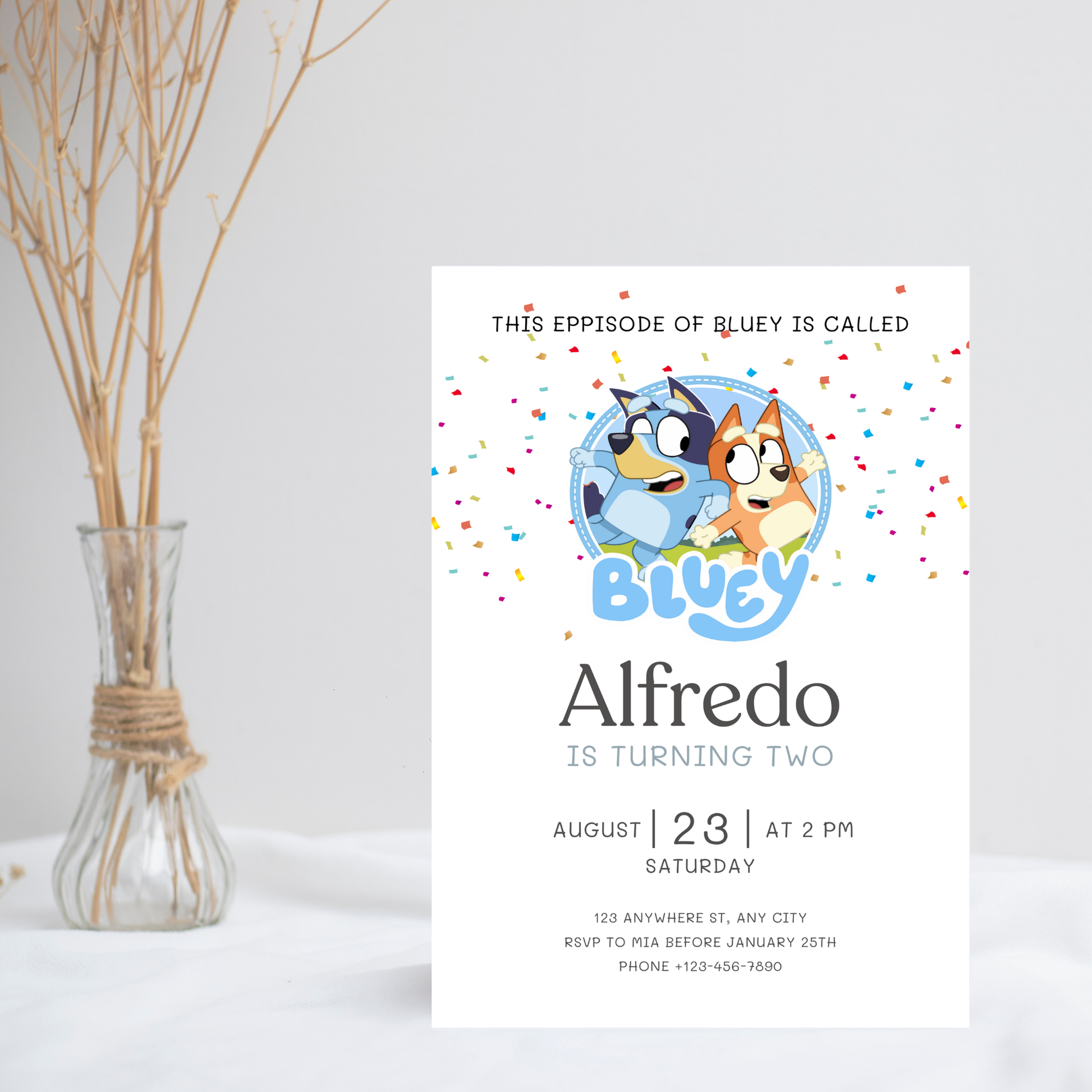 Editable Bluey Birthday Invitation | Boys & Girls Bday Card | Printable Digital Download