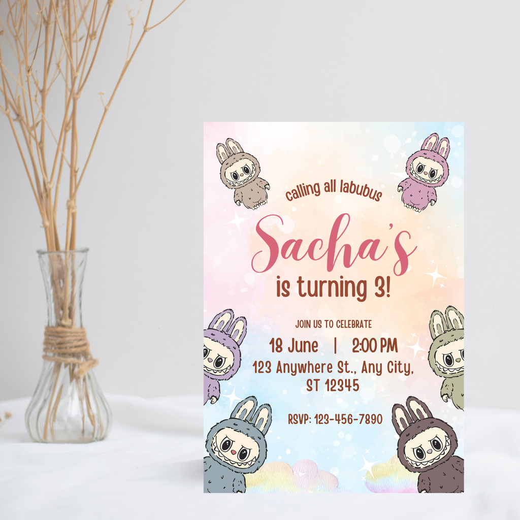 Labubu Birthday Party Invitation | Labubu Editable Template | Labubu Kids Birthday invitation