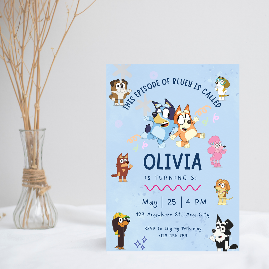 Bluey Editable Birthday Invitation | Bluey Digital Invite | 5x7” | Party Invite | Instant Download