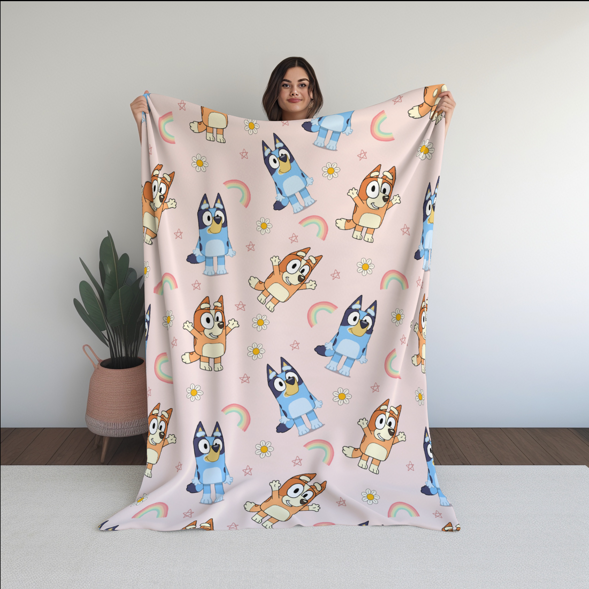 Bluey Flower Pastel Seamless Pattern, Blue Repeating Pattern | Digital File | Fabric Sublimation