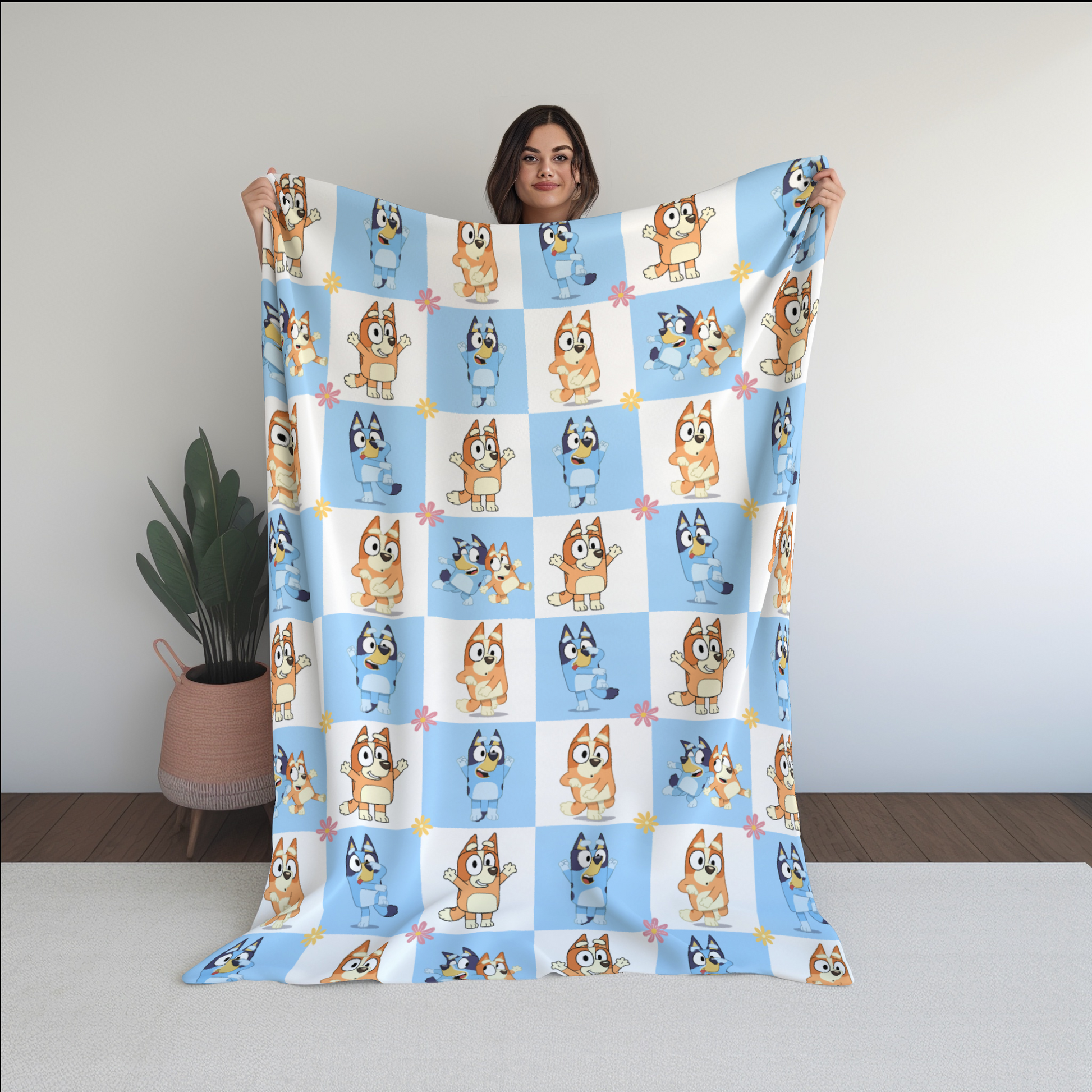 Bluey Checkered Seamless Pattern, Blue Repeating Pattern | Digital File | Fabric Sublimation