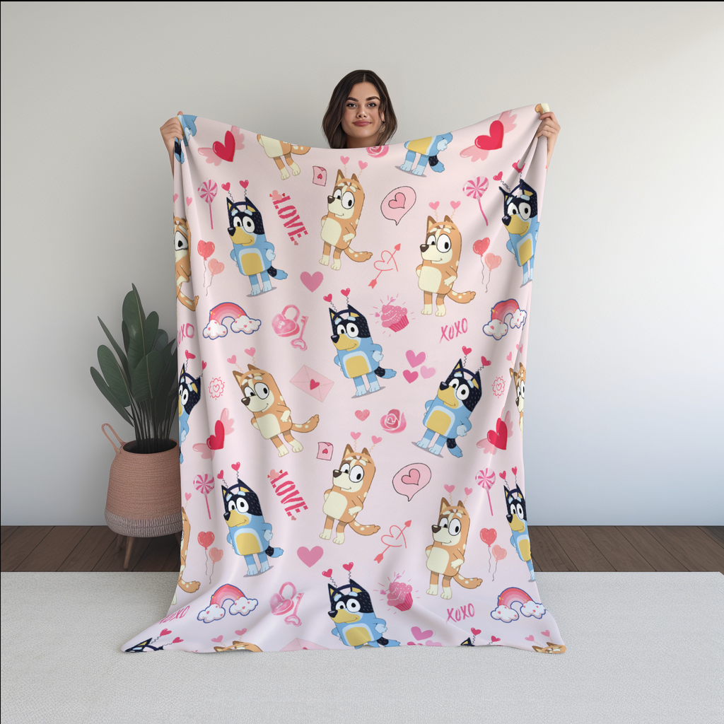 Bluey MOM Dad love Seamless Pattern, Blue Repeating Pattern | Digital File | Fabric Sublimation